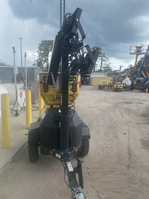 2022 Allmand NLV3GR (4) LED Light Fixture 350W, 23' Vertical Mast, 3kW Prime, Towable, Deep Sea L401, Leveling Jacks, Yanmar T4F 5.8hp