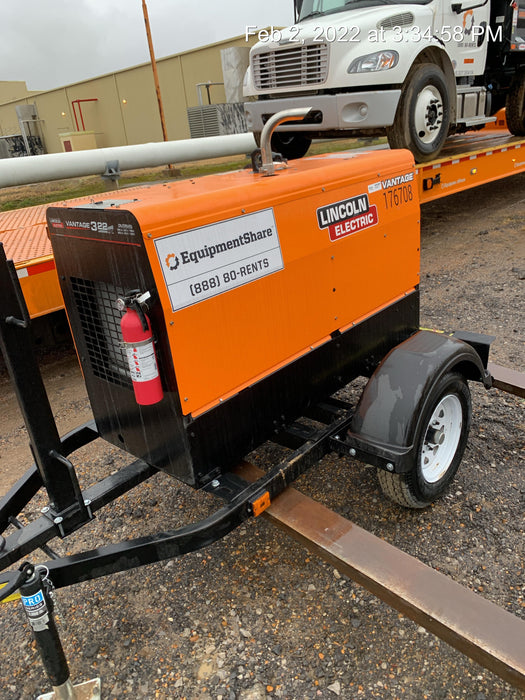 2021 Lincoln Electric Vantage 322 Vantage 322 Ready Pak 3 w/ Decals, ORANGE (includes trailer, cable rack, fender light kit) NO Telematics