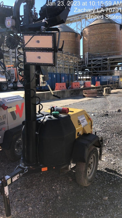 2022 Allmand NLV3GR (4) LED Light Fixture 350W, 23' Vertical Mast, 3kW Prime, Towable, Deep Sea L401, Leveling Jacks, Yanmar T4F 5.8hp