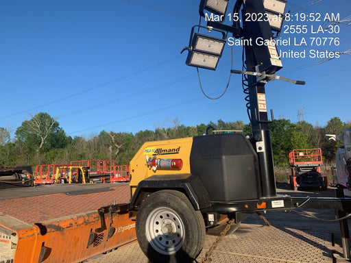 2022 Allmand NLV3GR (4) LED Light Fixture 350W, 23' Vertical Mast, 3kW Prime, Towable, Deep Sea L401, Leveling Jacks, Yanmar T4F 5.8hp