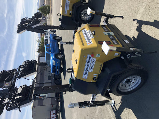 2021 Allmand NLV3GR (4) LED Light Fixture 350W, 23' Vertical Mast, 3kW Prime, Towable, Deep Sea L401, Leveling Jacks, Yanmar T4F 5.8hp