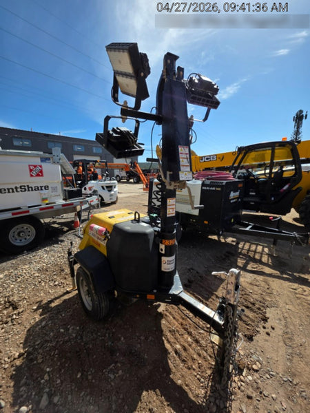 2022 Allmand NLV3GR (4) LED Light Fixture 350W, 23' Vertical Mast, 3kW Prime, Towable, Deep Sea L401, Leveling Jacks, Yanmar T4F 5.8hp