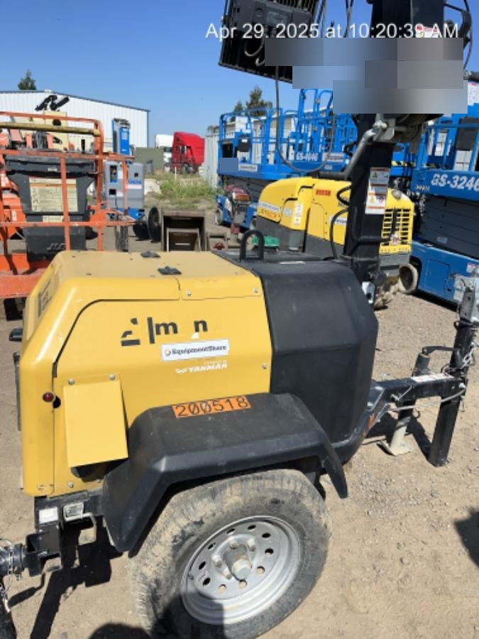2022 Allmand NLV3GR (4) LED Light Fixture 350W, 23' Vertical Mast, 3kW Prime, Towable, Deep Sea L401, Leveling Jacks, Yanmar T4F 5.8hp