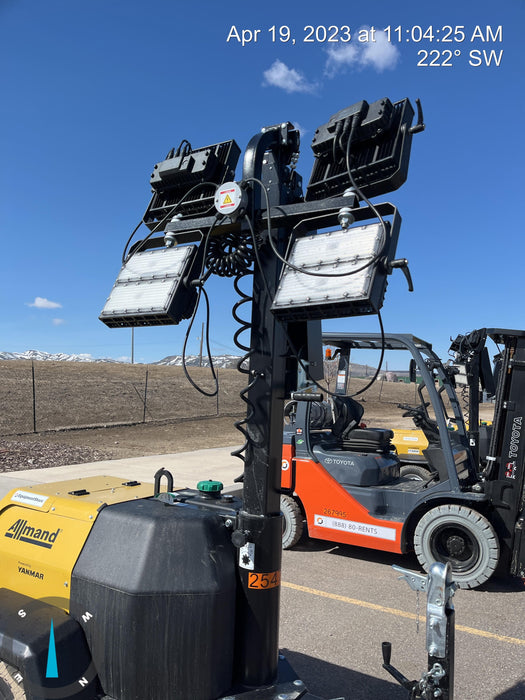 2022 Allmand NLV3GR (4) LED Light Fixture 350W, 23' Vertical Mast, 3kW Prime, Towable, ES Decals, T3