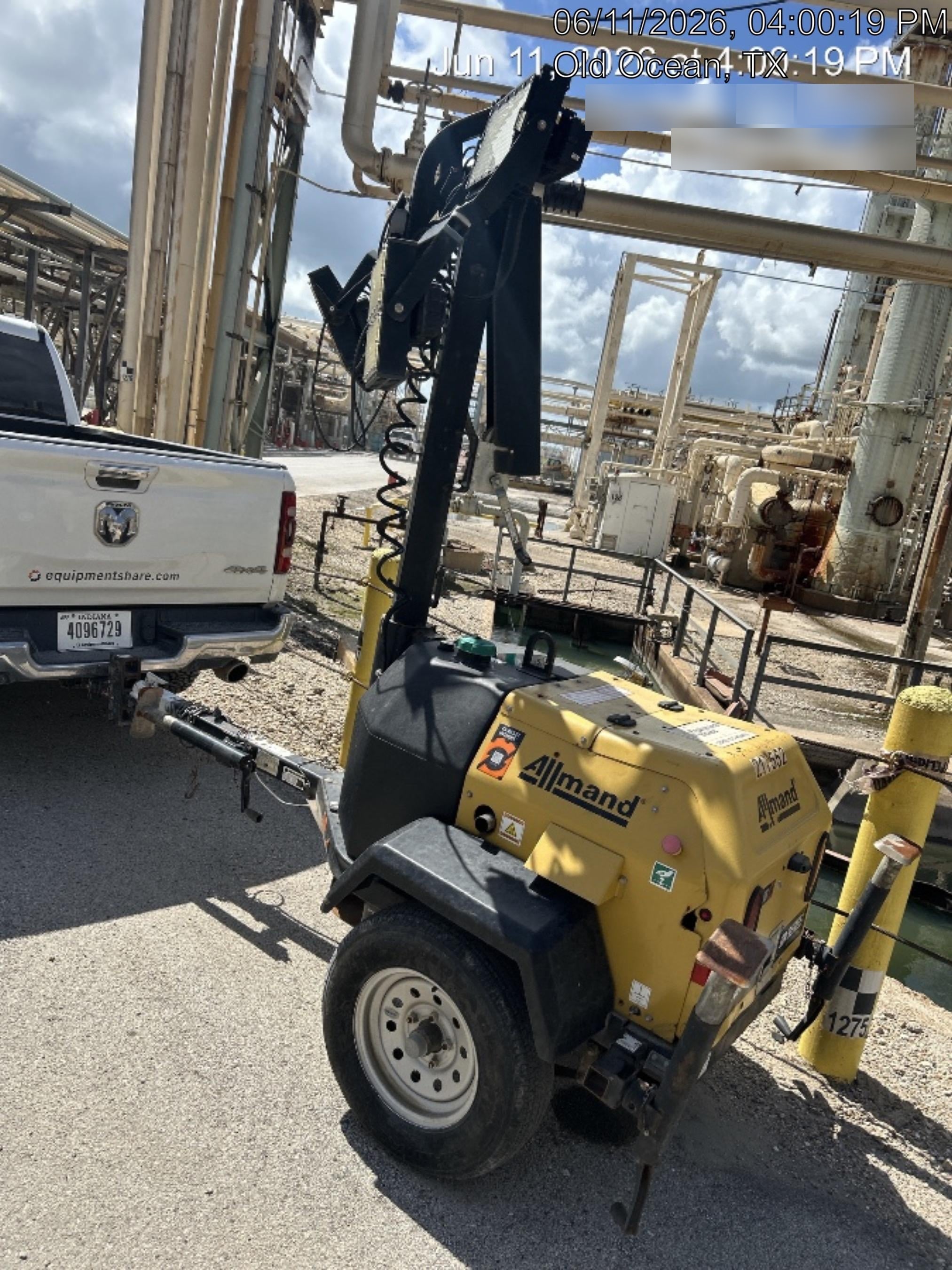 2022 Allmand NLV3GR (4) LED Light Fixture 350W, 23' Vertical Mast, 3kW Prime, Towable, Deep Sea L401, Leveling Jacks, Yanmar T4F 5.8hp