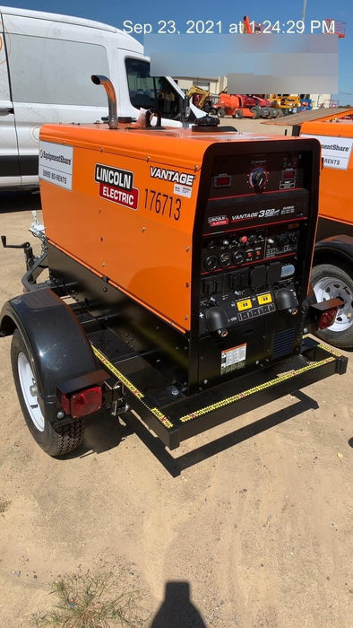 2021 Lincoln Electric Vantage 322 Vantage 322 Ready Pak 3 w/ Decals, ORANGE (includes trailer, cable rack, fender light kit) NO Telematics