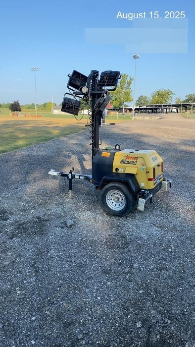 2022 Allmand NLV3GR (4) LED Light Fixture 350W, 23' Vertical Mast, 3kW Prime, Towable, Deep Sea L401, Leveling Jacks, Yanmar T4F 5.8hp