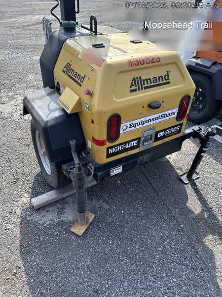 2021 Allmand NLV3GR (4) LED Light Fixture 350W, 23' Vertical Mast, 3kW Prime, Towable, Deep Sea L401, Leveling Jacks, Yanmar T4F 5.8hp