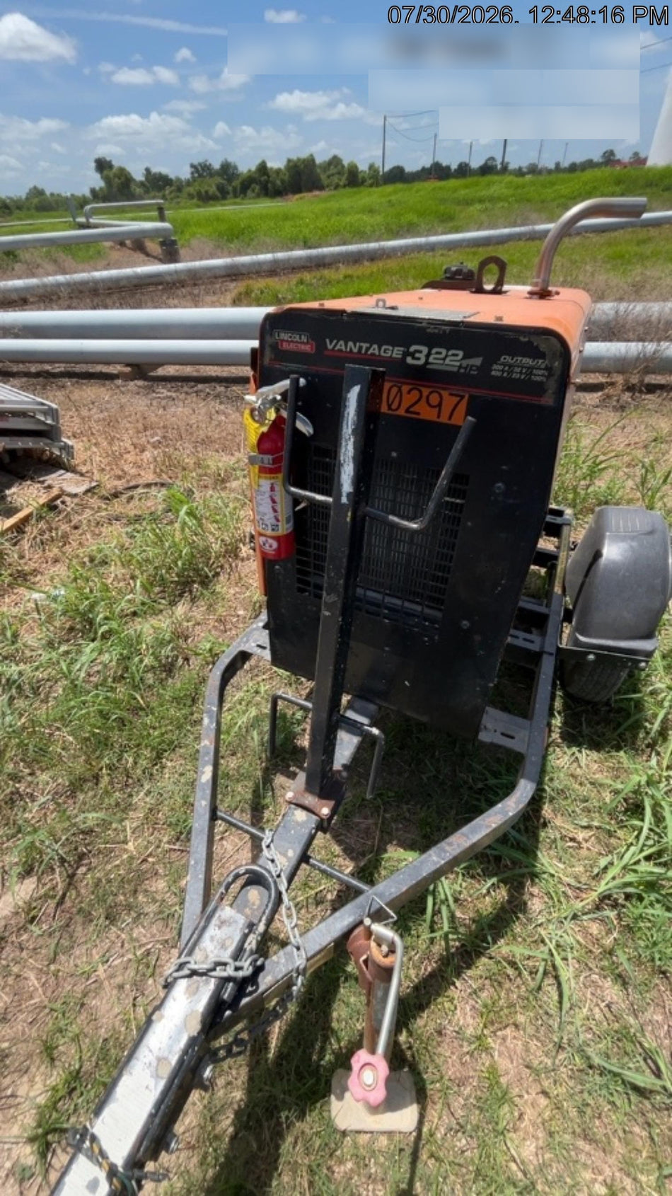 2021 Lincoln Electric Vantage 322 Vantage 322 Ready Pak 3 w/ Decals, ORANGE (includes trailer, cable rack, fender light kit) NO Telematics