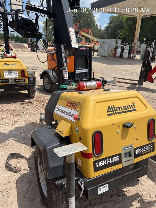 2022 Allmand NLV3GR (4) LED Light Fixture 350W, 23' Vertical Mast, 3kW Prime, Towable, Deep Sea L401, Leveling Jacks, Yanmar T4F 5.8hp