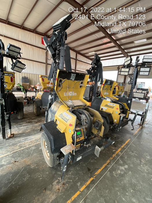 2022 Allmand NLV3GR (4) LED Light Fixture 350W, 23' Vertical Mast, 3kW Prime, Towable, ES Decals, T3