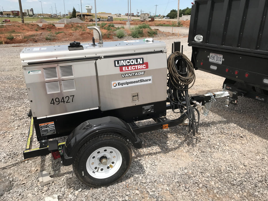 2019 Lincoln Electric Vantage 322 Ready-Pak 3, Two Wheel Trailer, Fender and Light Kit, Cable Rack