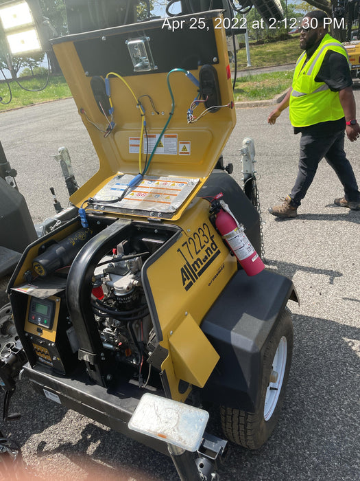 2021 Allmand NLV3GR (4) LED Light Fixture 350W, 23' Vertical Mast, 3kW Prime, Towable, Deep Sea L401, Leveling Jacks, Yanmar T4F 5.8hp