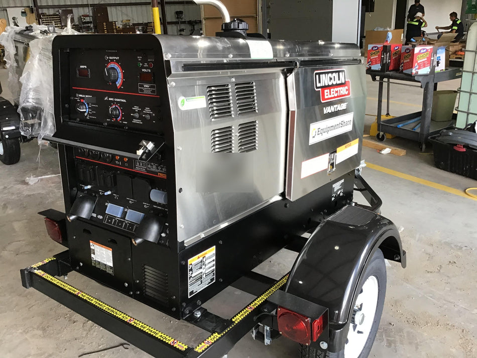 2019 Lincoln Electric Vantage 322 Welder Ready-Pak 3, Two wheel trailer, Fender and Light kit, Cable Rack