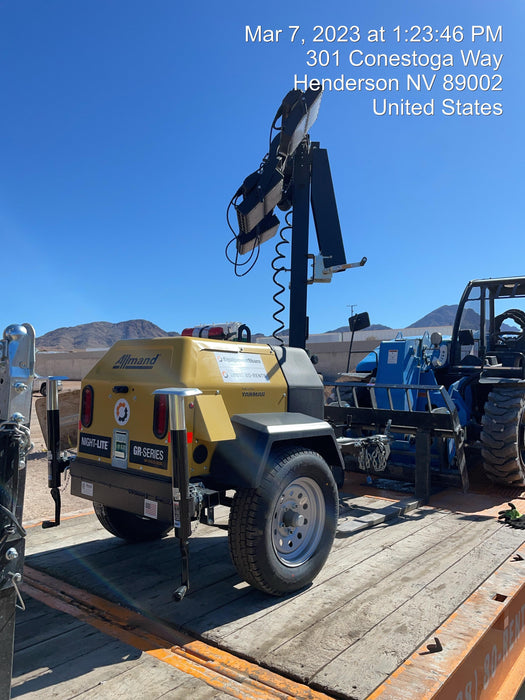 2022 Allmand NLV3GR (4) LED Light Fixture 350W, 23' Vertical Mast, 3kW Prime, Towable, ES Decals, T3