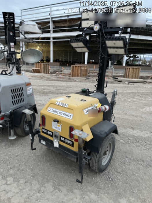 2022 Allmand NLV3GR (4) LED Light Fixture 350W, 23' Vertical Mast, 3kW Prime, Towable, Deep Sea L401, Leveling Jacks, Yanmar T4F 5.8hp