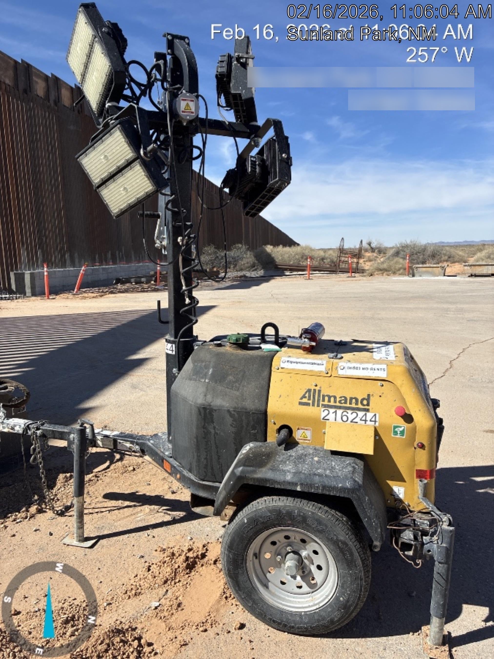 2022 Allmand NLV3GR (4) LED Light Fixture 350W, 23' Vertical Mast, 3kW Prime, Towable, Deep Sea L401, Leveling Jacks, Yanmar T4F 5.8hp
