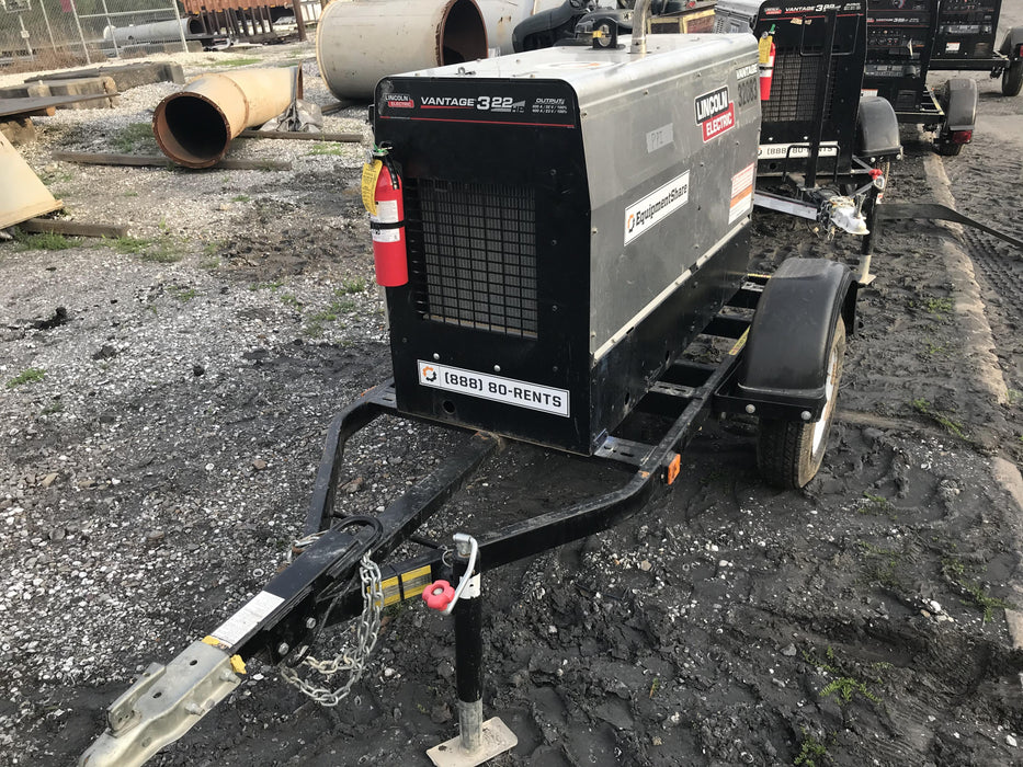 2019 Lincoln Electric Vantage 322 Welder Ready-Pak 3, Two wheel trailer, Fender and Light kit, Cable Rack