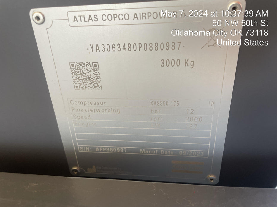 2024 ATLAS COPCO XAS 850