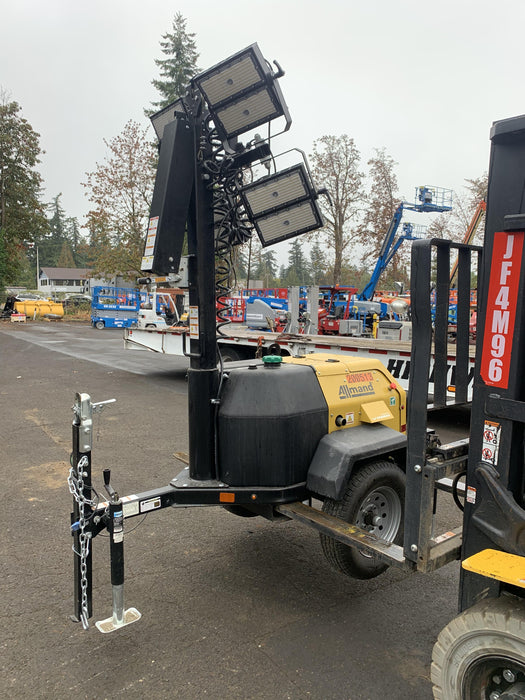 2022 Allmand NLV3GR (4) LED Light Fixture 350W, 23' Vertical Mast, 3kW Prime, Towable, Deep Sea L401, Leveling Jacks, Yanmar T4F 5.8hp