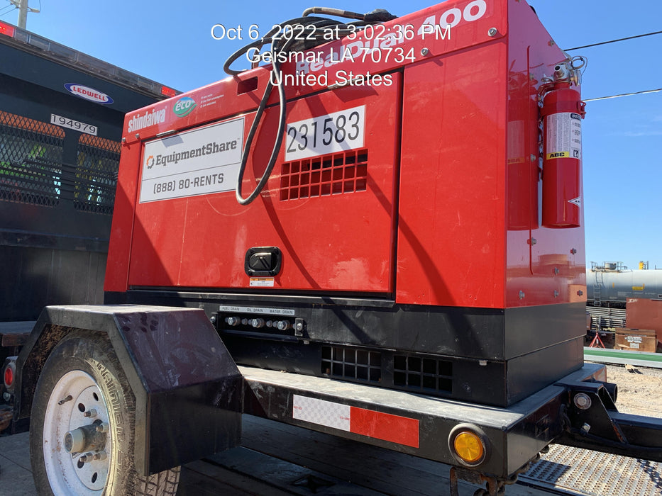 2022 Shindaiwa DGW400MDL Kubota D902 Engine, 23 HP, Dual Op Welder, Wire, Arc, Droop Stick, Tig, and CC Stick Functionality, Simulphase, 3 Phase and 1 Phase Gen Output, Single Axle NB Trlr, Slr Trckl Chrg 12V 12W, Fire Ext