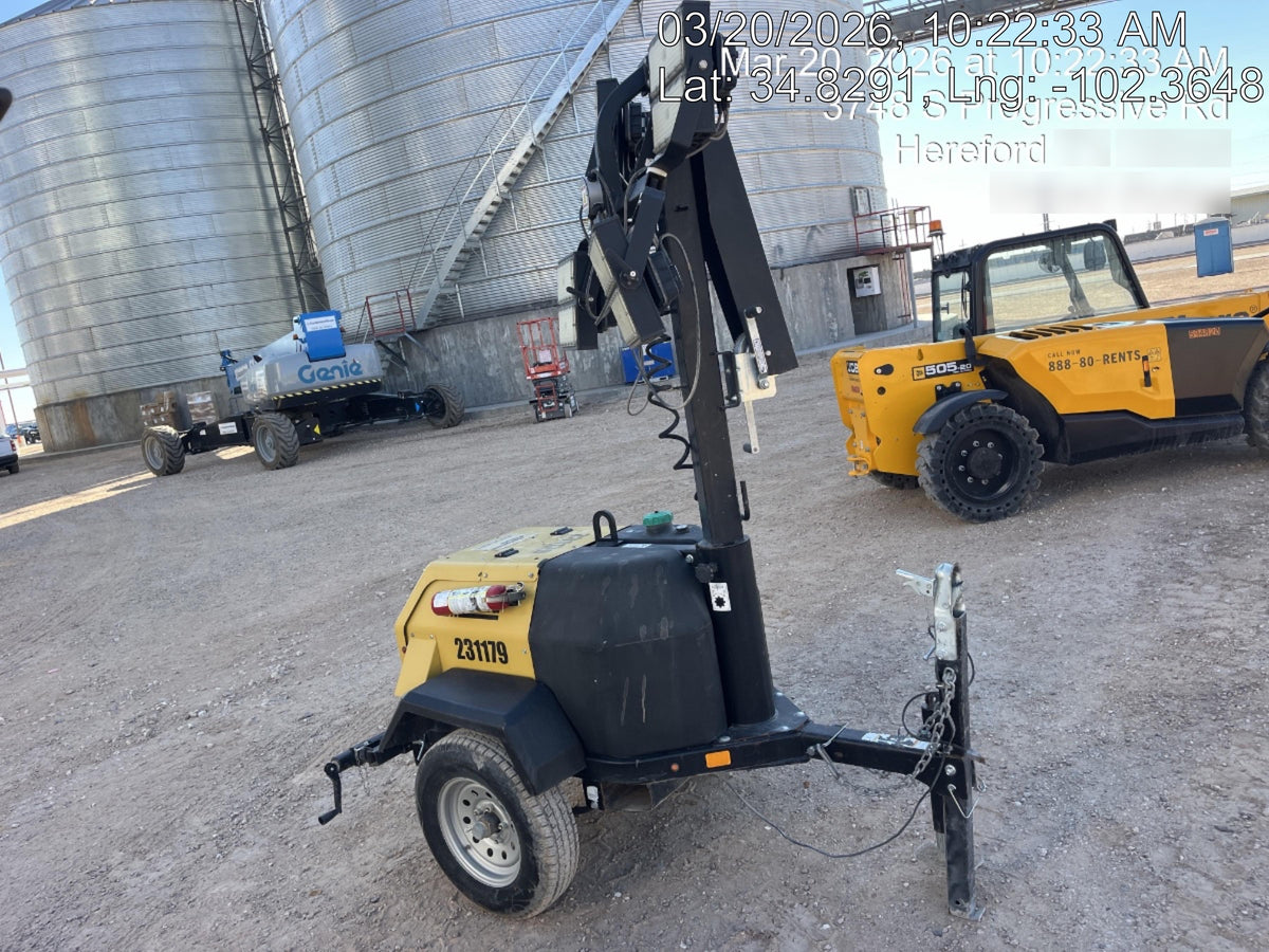 2022 Allmand NLV3GR (4) LED Light Fixture 350W, 23' Vertical Mast, 3kW Prime, Towable, Deep Sea L401, Leveling Jacks, Yanmar T4F 5.8hp