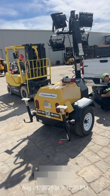 2021 Allmand NLV3GR (4) LED Light Fixture 350W, 23' Vertical Mast, 3kW Prime, Towable, Deep Sea L401, Leveling Jacks, Yanmar T4F 5.8hp