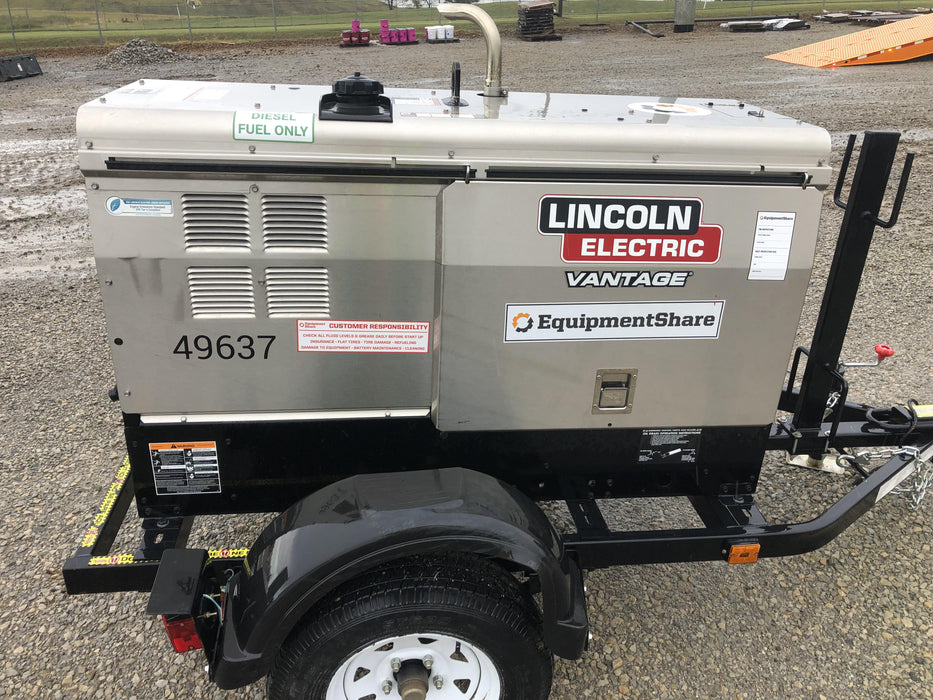2019 Lincoln Electric Vantage 322 Ready-Pak 3, Two Wheel Trailer, Fender and Light Kit, Cable Rack