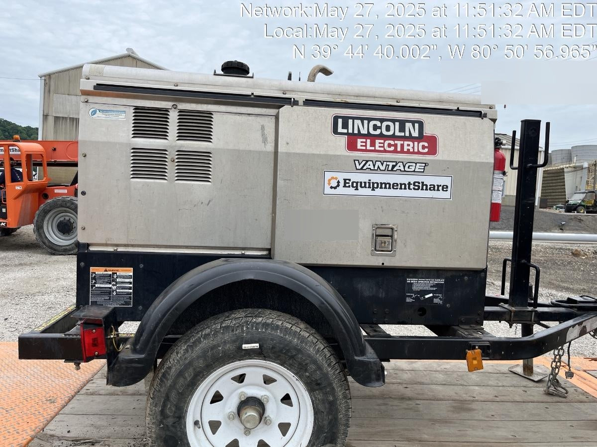 2019 Lincoln Electric Vantage 322 Ready-Pak 3, Two Wheel Trailer, Fender and Light Kit, Cable Rack