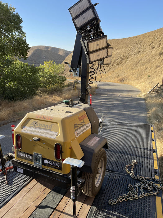 2022 Allmand NLV3GR (4) LED Light Fixture 350W, 23' Vertical Mast, 3kW Prime, Towable, Deep Sea L401, Leveling Jacks, Yanmar T4F 5.8hp