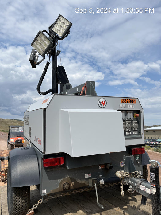 2022 Wacker Neuson LTW20Z1 Isuzu Dsl. Engine, 23' Mast, (4) 300W LED Lights, CWK, Programmable Dawn to Dusk, 360 Deg. Rotation, 57 Gal. Tank, Trailer Mounted