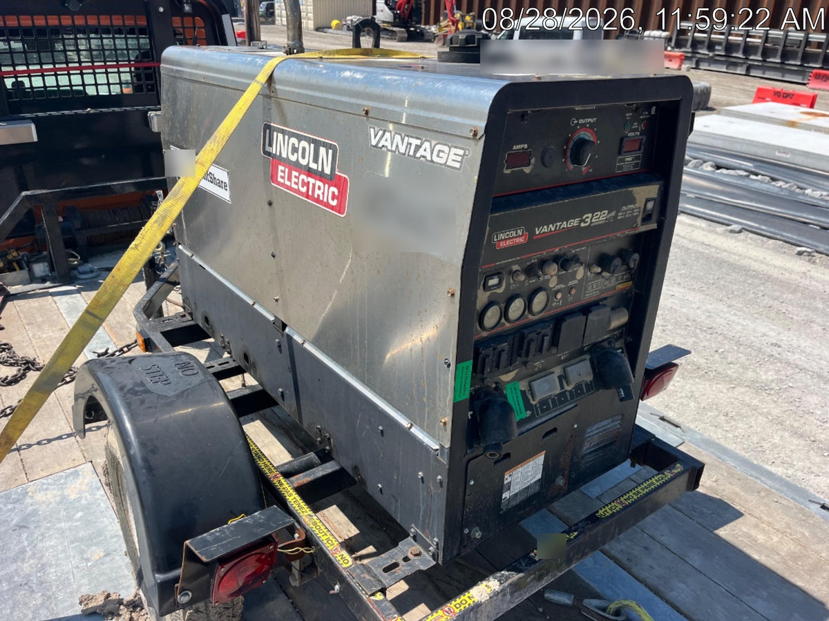 2019 Lincoln Electric Vantage 322 Ready-Pak 3, Two Wheel Trailer, Fender and Light Kit, Cable Rack