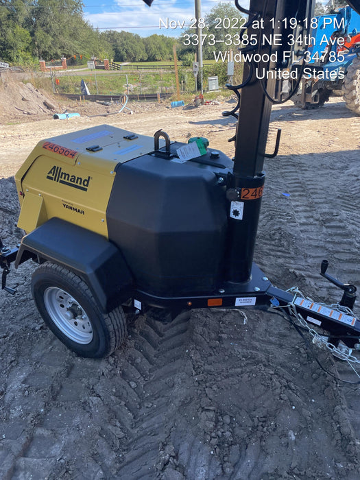 2022 Allmand NLV3GR (4) LED Light Fixture 350W, 23' Vertical Mast, 3kW Prime, Towable