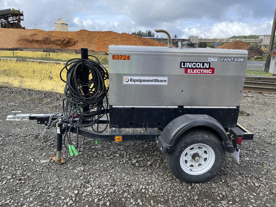 2019 Lincoln Electric Vantage 322 Welder Ready-Pak 3, Two wheel trailer, Fender and Light kit, Cable Rack