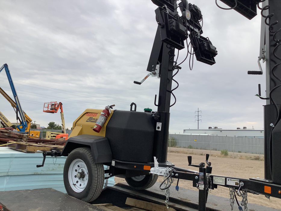 2021 Allmand NLV3GR (4) LED Light Fixture 350W, 23' Vertical Mast, 3kW Prime, Towable, Deep Sea L401, Leveling Jacks, Yanmar T4F 5.8hp