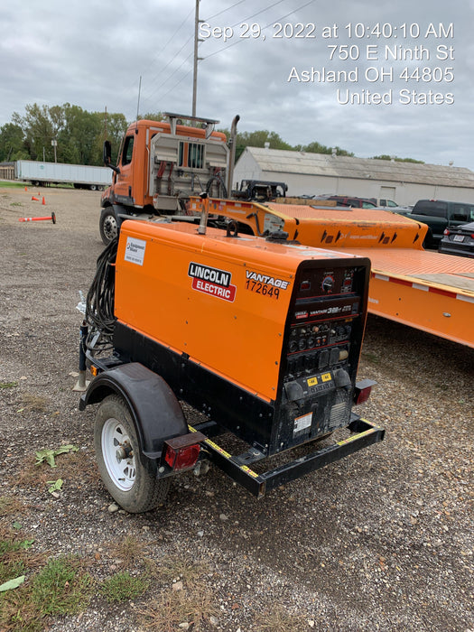 2021 Lincoln Electric Vantage 322 Vantage 322 Ready Pak 3 w/ Decals, ORANGE (includes trailer, cable rack, fender light kit) NO Telematics