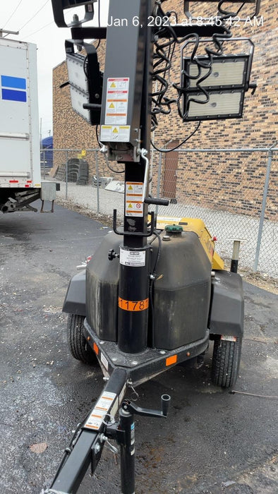 2022 Allmand NLV3GR (4) LED Light Fixture 350W, 23' Vertical Mast, 3kW Prime, Towable, Deep Sea L401, Leveling Jacks, Yanmar T4F 5.8hp