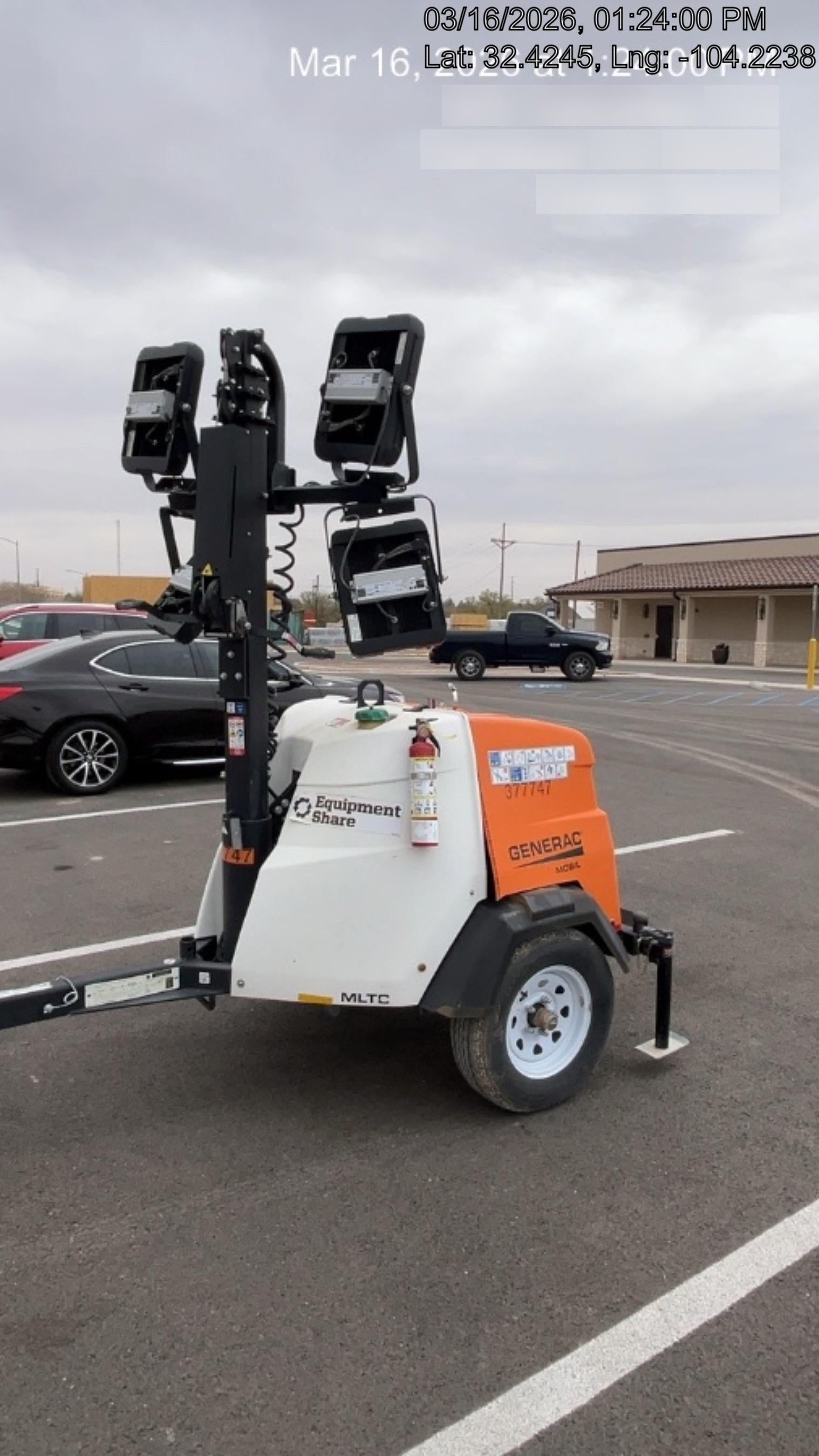 2023 Generac MLT2 Diesel, Flex Switch 120V Input, Powerzone Controller, 
(4) 320W LED Lights, 4kW Generator, 39.9 Gal Fuel Tank, 2" Ball, T3