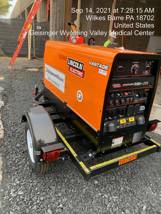 2021 Lincoln Electric Vantage 322 Vantage 322 Ready Pak 3 w/ Decals, ORANGE (includes trailer, cable rack, fender light kit) NO Telematics