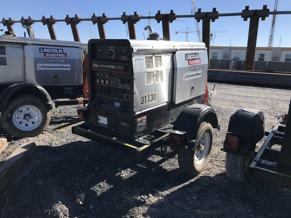 2019 Lincoln Electric Vantage 322 Welder Ready-Pak 3, Two wheel trailer, Fender and Light kit, Cable Rack