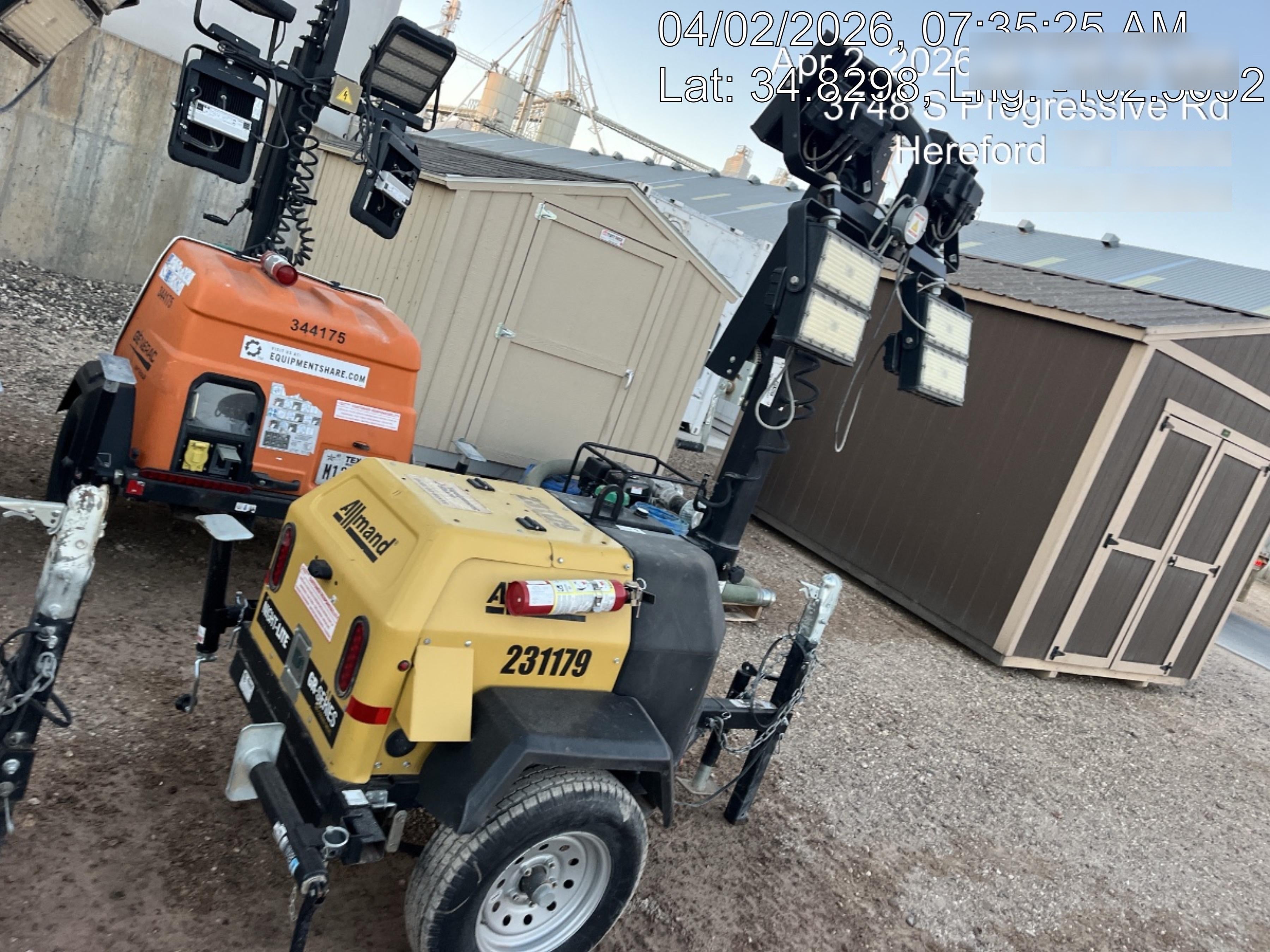 2022 Allmand NLV3GR (4) LED Light Fixture 350W, 23' Vertical Mast, 3kW Prime, Towable, Deep Sea L401, Leveling Jacks, Yanmar T4F 5.8hp