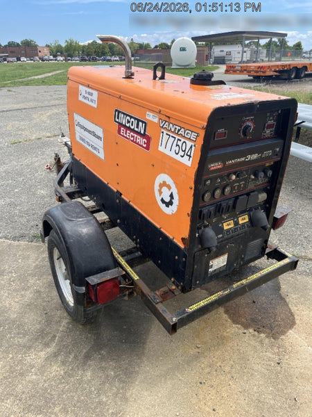 2021 Lincoln Electric Vantage 322 Vantage 322 Ready Pak 3 w/ Decals, ORANGE (includes trailer, cable rack, fender light kit) NO Telematics