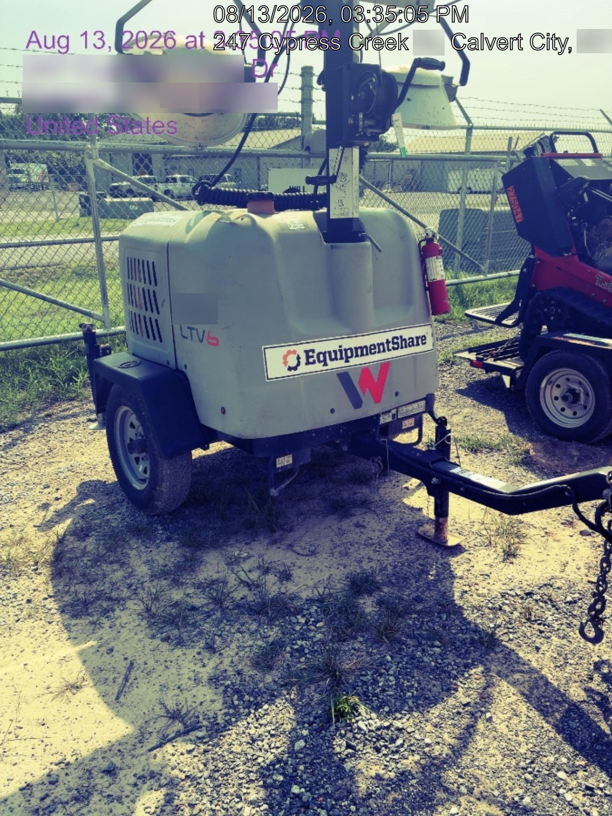 2019 Wacker Neuson LTV6L-MH Mobile Light Tower w/Fuel Level Sensor Installed