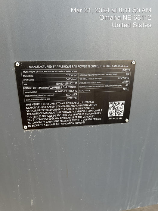 2023 ATLAS COPCO XAS 400-150 PACE