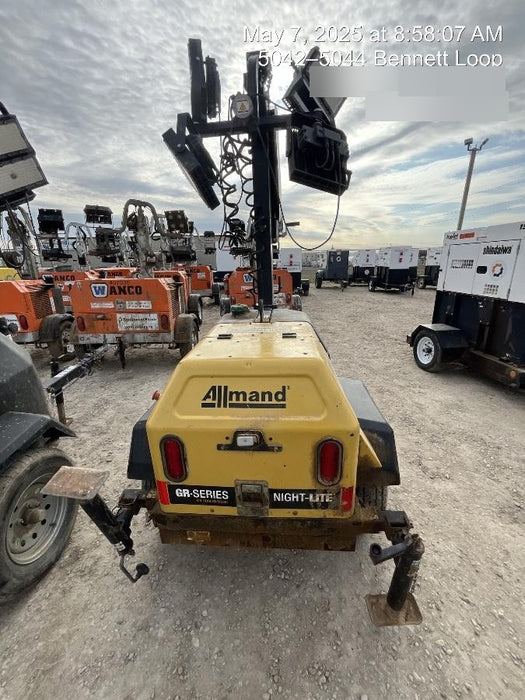 2022 Allmand NLV3GR (4) LED Light Fixture 350W, 23' Vertical Mast, 3kW Prime, Towable, Deep Sea L401, Leveling Jacks, Yanmar T4F 5.8hp