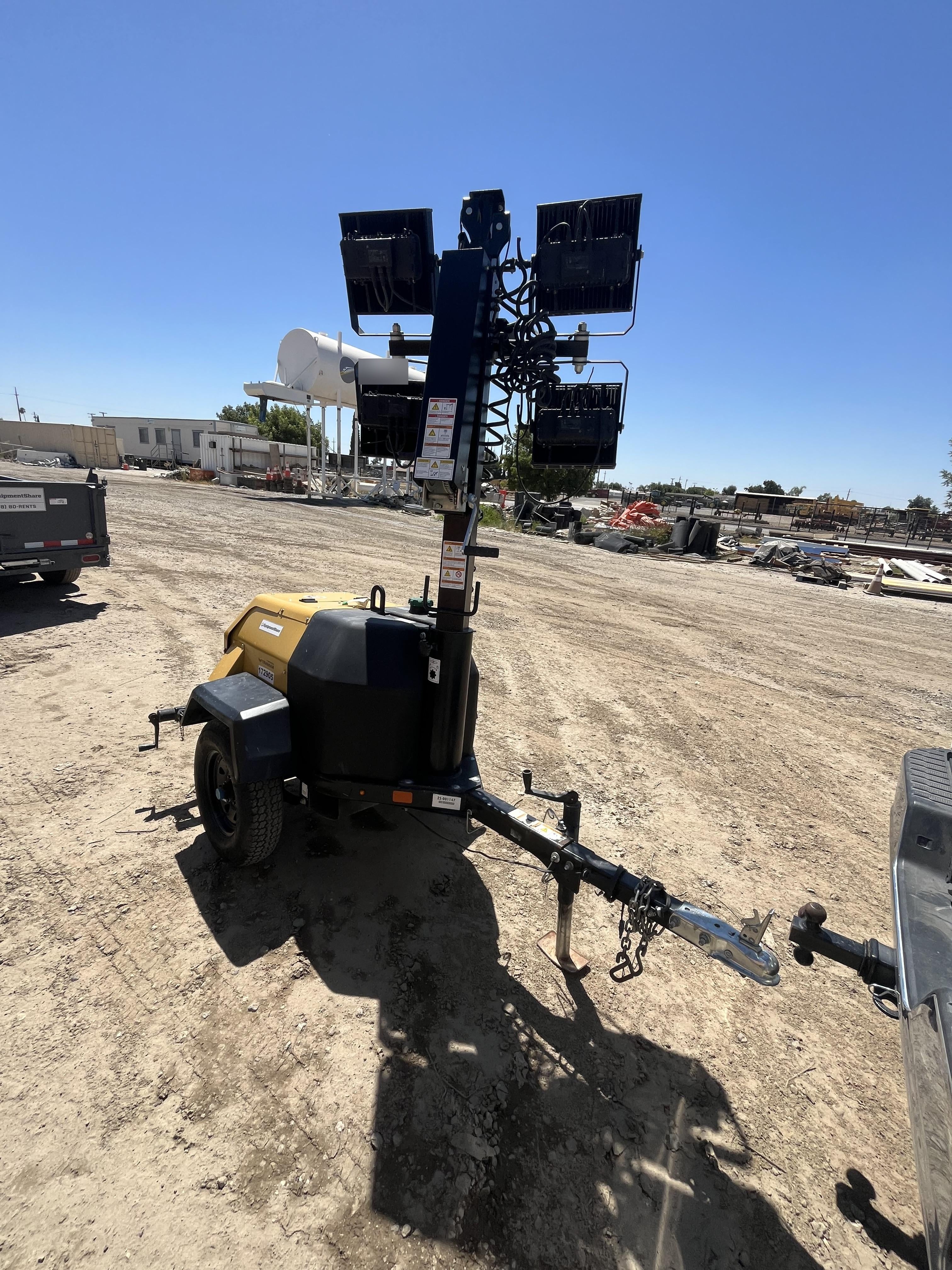 Allmand NLV3GR (4) LED Light Fixture 350W, 23' Vertical Mast, 3kW Prime, Towable, Deep Sea L401, Leveling Jacks, Yanmar T4F 5.8hp