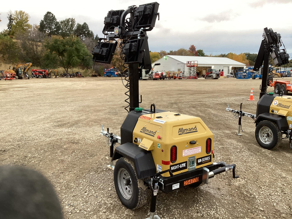 2022 Allmand NLV3GR (4) LED Light Fixture 350W, 23' Vertical Mast, 3kW Prime, Towable, ES Decals, T3