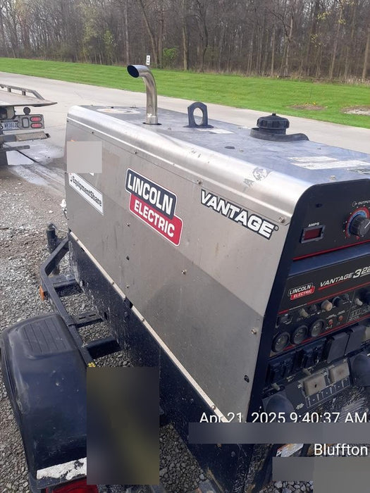 2019 Lincoln Electric Vantage 322 Ready-Pak 3, Two Wheel Trailer, Fender and Light Kit, Cable Rack