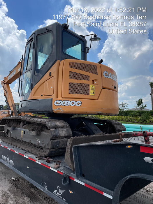 2018 Case CX80C CLOSED CAB, A/C, RUBBER TRACKS PADS, 7'-2" ARM