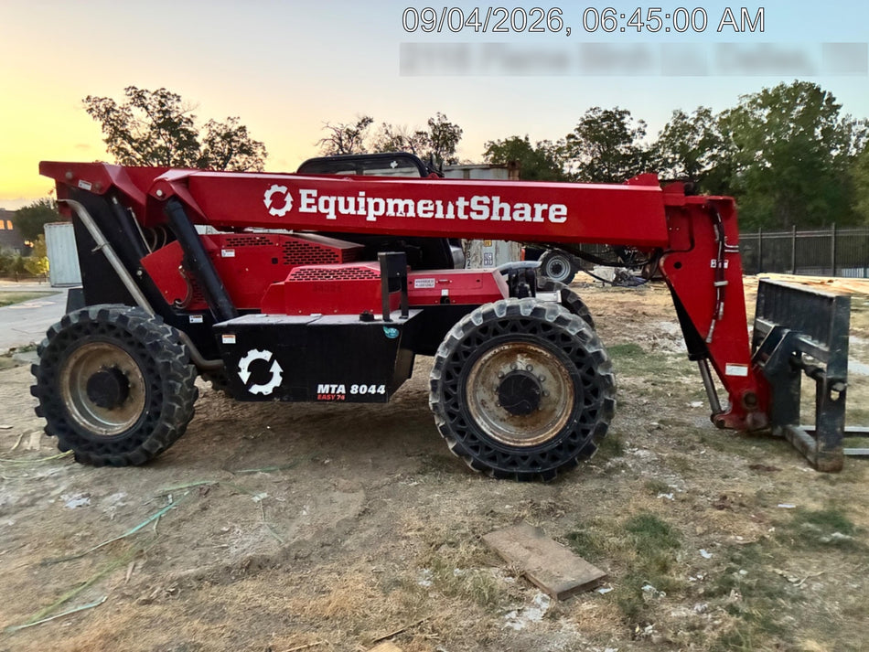 2019 Manitou MTA8044 74hp T4F, Open ROPS, Cab and Boom LED work lights, Auxiliary Hydraulics, Solid Tires, Amber strobe, Lift Hook w/66" Carriage, 60" Forks